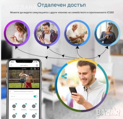 Тройна външна WiFi камера 9MP с аларма, 24 диода, iCSee, 64GB памет, снимка 9 - IP камери - 51455337