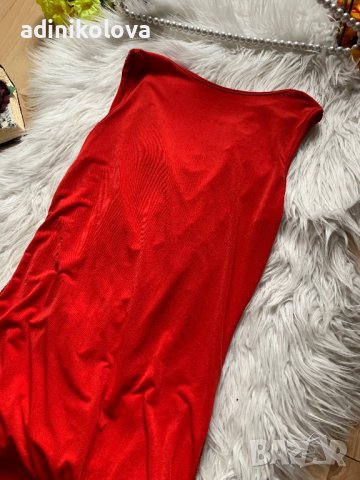 Червена лъскава рокля, снимка 3 - Рокли - 42459497