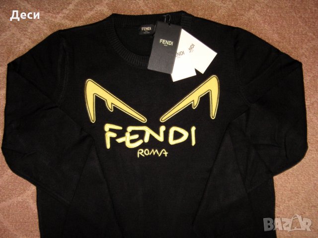 Fendi мъжки пуловер черен нов с етикет, снимка 2 - Пуловери - 34096800