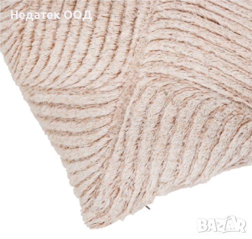 Декоративна възглавница с косъм, 45x45 см, Кафява, снимка 2 - Възглавници - 41021036