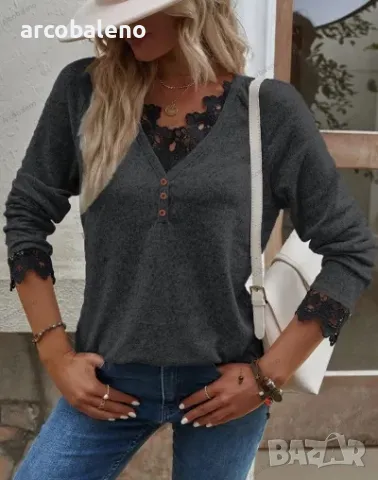 Нова модна дамска тениска с дълги ръкави, 7цвята , снимка 7 - Тениски - 48588828