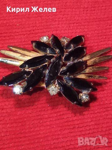 СТАРА ПОЗЛАТЕНА ВИНТИДЖ БРОНЗОВА АРТ НУВО СТИЛ РЕТРО БРОШКА с КРИСТАЛИ 71717