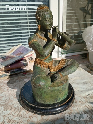 Голяма Будистка бронзова статуетка, снимка 8 - Антикварни и старинни предмети - 53255570