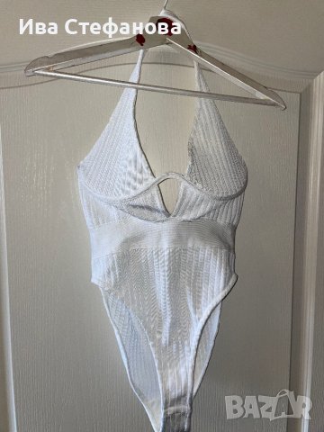 Ново луксозно с етикет хигиенна лепенка елегантно парти официално бяло бандажно боди 36 номер , снимка 11 - Корсети, бюстиета, топове - 41773222