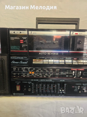 Винтидж бумбокс радиокасетофон Hitachi TRK-W550E – Ретро класика от 80-те , снимка 6 - Радиокасетофони, транзистори - 53619304