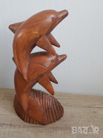 Дървена фигура -делфини, снимка 6 - Антикварни и старинни предмети - 34600793
