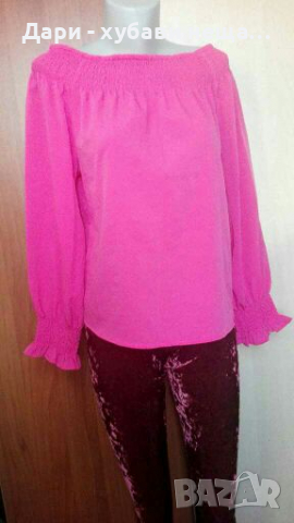 Красива розова блуза от шифон🍀❤S,M,L❤🍀арт.4190, снимка 1 - Блузи с дълъг ръкав и пуловери - 36253996