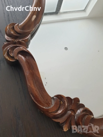 84x62 см/голямо бароково огледало в кафява дървена рамка/ръчна дърворезба, снимка 4 - Декорация за дома - 52724676