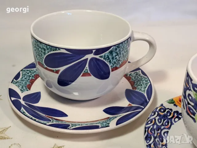 голяма порцеланова чаша с чинийка 23/3, снимка 3 - Чаши - 49353013