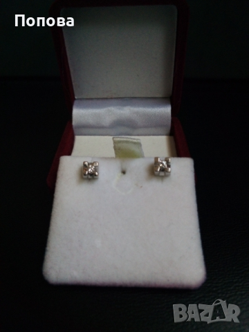 18 к.  с диаманти  италиански златни  обеци , снимка 7 - Обеци - 36159266