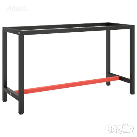 vidaXL Рамка за работна маса матово черно и червено 140x50x79 см метал