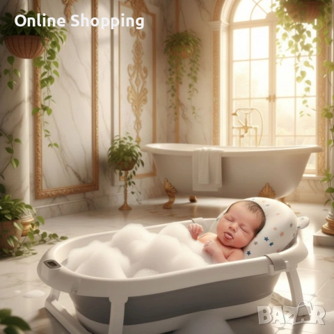 Сгъваема бебешка вана с термометър и възглавница, снимка 3 - Други - 53404777