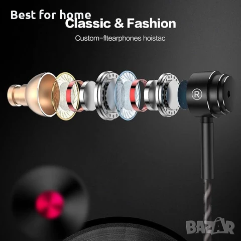 Кабелни слушалки HOISTAC с кабел, стерео слушалки с микрофон, снимка 3 - Слушалки и портативни колонки - 50962667