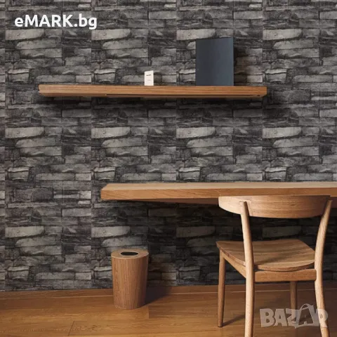 3д тапети имитация на сив камък изолиращ звук и температура - модел 6, снимка 1