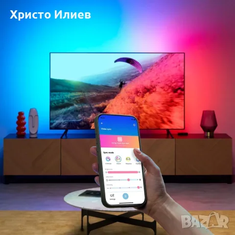 Стартов комплект WiZ Sync box 75"-85" Комплект LED ленти за подсветка на телевизор, снимка 7 - Лед осветление - 56193283