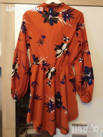 Дамска рокля риза с буфан ръкав М размер + подарък обички, снимка 3 - Рокли - 42597045