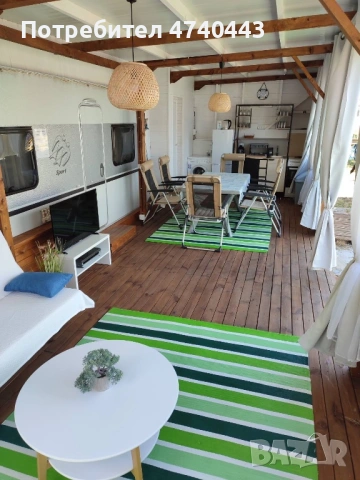 Knaus Sport 650 -  Изграден навес намиращ се на къмпинг Каваци на 40м от плажа, снимка 5 - Каравани и кемпери - 53536521