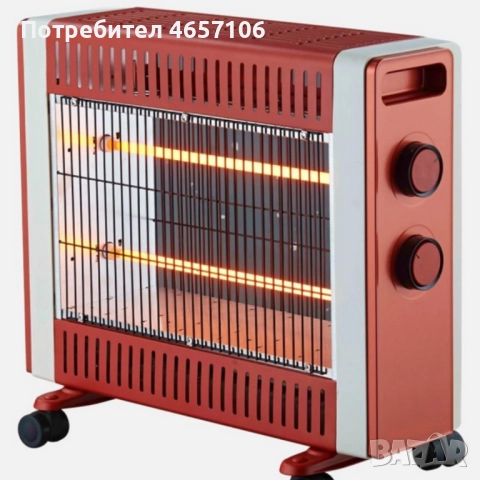 Кварцов отоплител 1500W с 2 степени и мобилни колелца – бързо и безопасно затопляне, снимка 6 - Отоплителни печки - 52494826