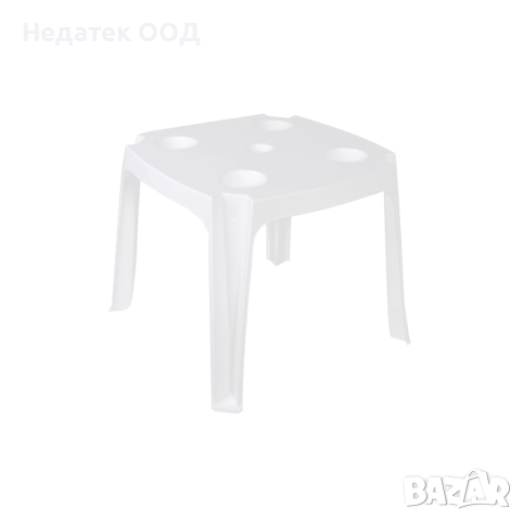 Бяла, пластмасова маса, с калъф за чадър, 44x44x39см