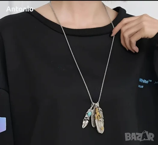 Женско колие с пера, снимка 2 - Колиета, медальони, синджири - 51261415