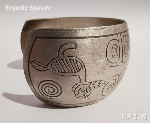 Отворена Гривна с Гущер, Птица и Символи от Мексико, снимка 6 - Гривни - 52440730