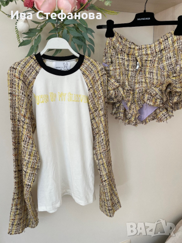 букле  елегантен оригинален сет комплект от две части блуза и къси панталони къдрици Natasha Zinko, снимка 5 - Костюми - 44922473