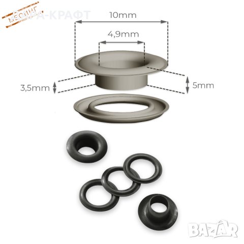 Капси с шайби за дрехи, чанти, кожа, винил - Месинг - 30бр, снимка 4 - Други - 42231144