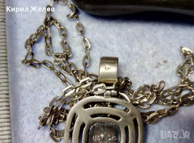 NIKOL@AS Арт СРЕБЪРНО КОЛИЕ с МЕДАЛЬОН МАТИРАНО СРЕБРО 925 КАМЪК ХРИЗОКОЛА на БИЖУТЕРА НИКОЛАС 49803, снимка 5 - Колиета, медальони, синджири - 49426175