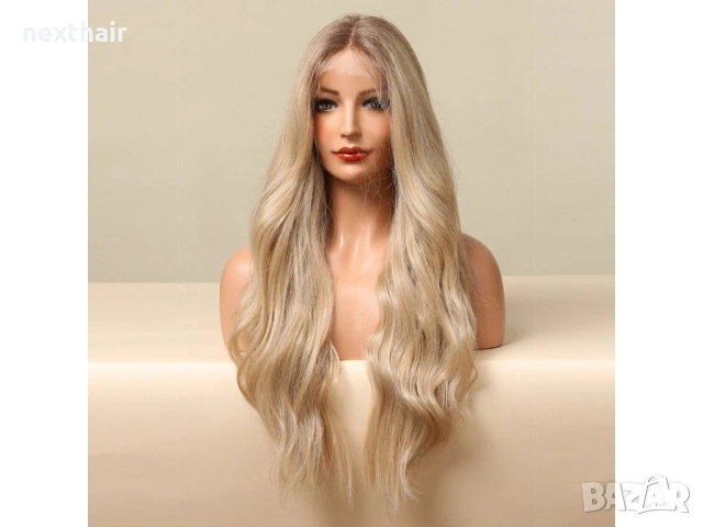 Ефектна омбре руса перука 70 см вълни, дантела 13x4x1, снимка 9 - Аксесоари за коса - 53541146