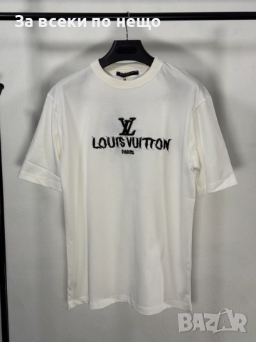 Louis Vuitton Мъжка Бяла Тениска👕Мъжка Блуза С Къс Ръкав В Бял Цвят Код V.B.9