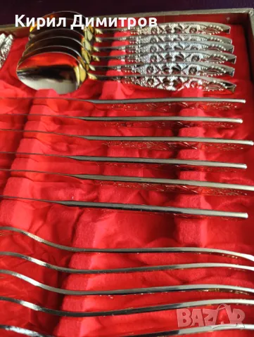 позлатени прибори за хранене – комплект, снимка 3 - Прибори за хранене, готвене и сервиране - 48268695