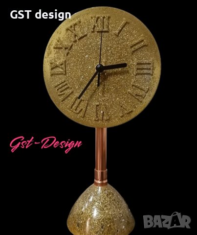 Голям Часовник Злато Кристали Епоксидна смола Топ За Бюро Мебели Етажерка Медни тръби Минималистичен