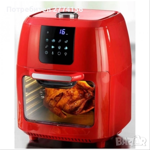 Фритюрник с горещ въздух GourmetMaxx (Червен) Air fryer 9л, снимка 2 - Фритюрници - 52327316