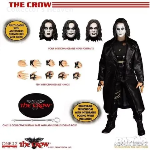 One:12 Collective The Crow Eric Draven Figure - MEZCO TOYZ Гарванът екшън фигурка фигура играчка , снимка 6 - Колекции - 48435406