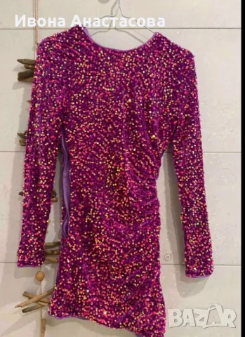 АСИМЕТРИЧНА РОКЛЯ ПАЕТИ, снимка 4 - Рокли - 47841818