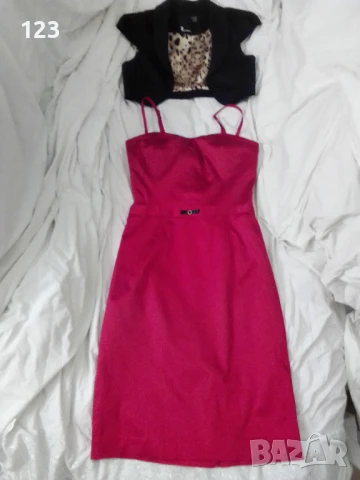 Елегантна сатенена червена рокля с камъчета-диамантчета и горна част