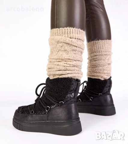 Дамски снежни боти с брокат и подплата от кожа Esmee, 2цвята , снимка 5 - Дамски боти - 52425042