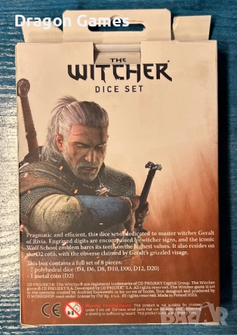 The Witcher Medallion + Dice Set + Coin, снимка 4 - Колиета, медальони, синджири - 53413163