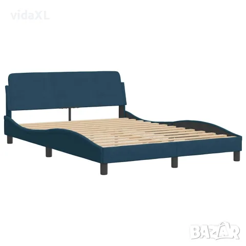 vidaXL Рамка за легло с табла Dover, синя, 120x200 см, кадифе, снимка 3 - Спални и легла - 56147424