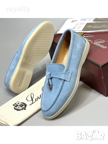 Loro Piana ЕСТЕСТВЕН ВЕЛУР Дамски Сини Мокасини 