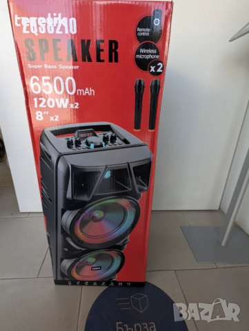 №1 Нова ZQS 8210 2х8 120W 6500mah 2 микрофона ПРЕНОСИМА КАРАОКЕ КОЛОНА От вносител 12 месеца гаранци, снимка 2 - Аудиосистеми - 53165264