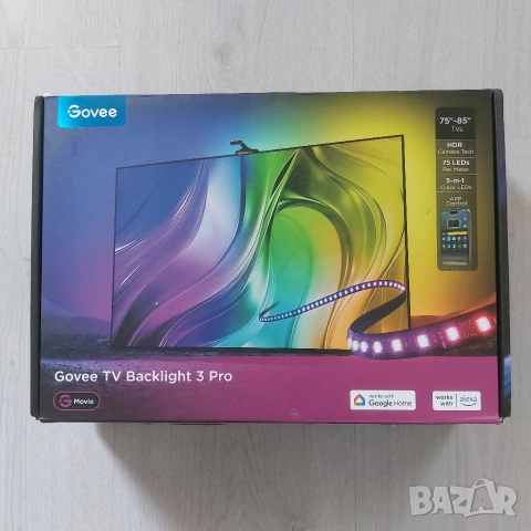 Govee TV Backlight 3 Pro (H66A1) – Тройна камера | За 75-85 инча | Matter & RGBICW