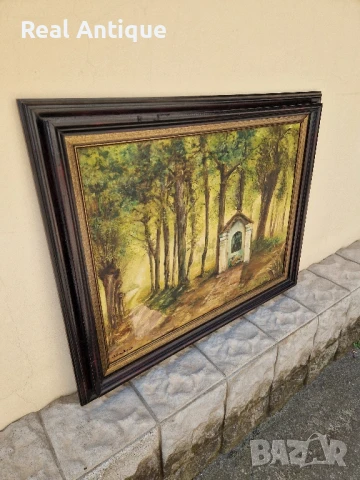 Прекрасна антикварна френска картина масло върху платно , снимка 6 - Антикварни и старинни предмети - 50645619