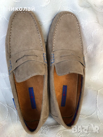 Мъжки мокасини Titto Bluni, естествен велур, размер 43, много леки, италиански, бежови, чисто нови, снимка 6 - Мокасини - 53849061