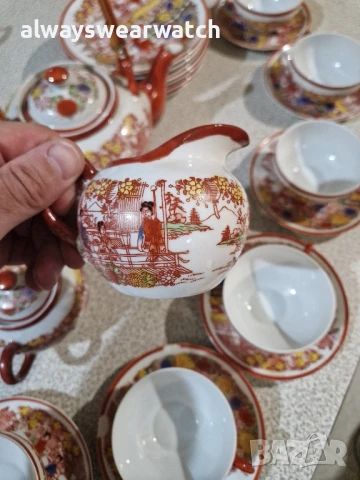 Японски старинен чаен сервиз - декор, снимка 6 - Антикварни и старинни предмети - 51415919