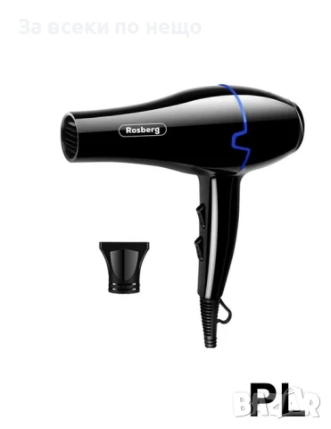 Сешоар Rosberg R51100K, 2000 W, 2 скорости, 3 нива, Концентратор, Черен Код P730