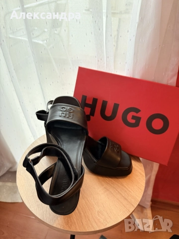 Дамски черни сандали Hugo размер 39 в оригинална кутия, снимка 3 - Сандали - 56246114