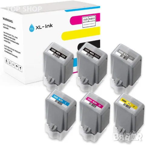 XL-мастилени касети за Canon PFI-1000 (MBK/PBK/C/M/Y/G), 6 броя