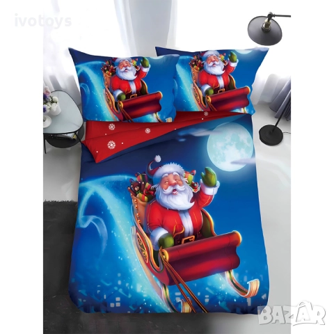 Двулицево коледно спално бельо, размер за приста (Реално изображение), 4 части - WS17378