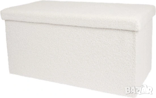 БЯЛ плюшен сгъваем ПУФ/табуретка  76СМ